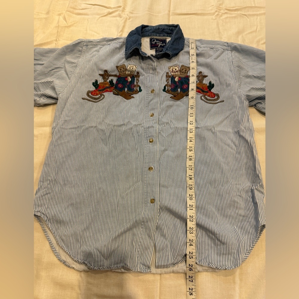 Vintage button up western cowboy cats embroidered shirt size large - Picture 6 of 7